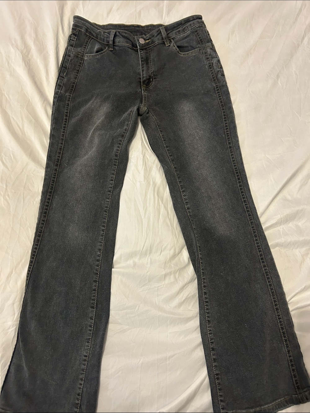 Women's Black Flare Jeans - Classic Washed Black